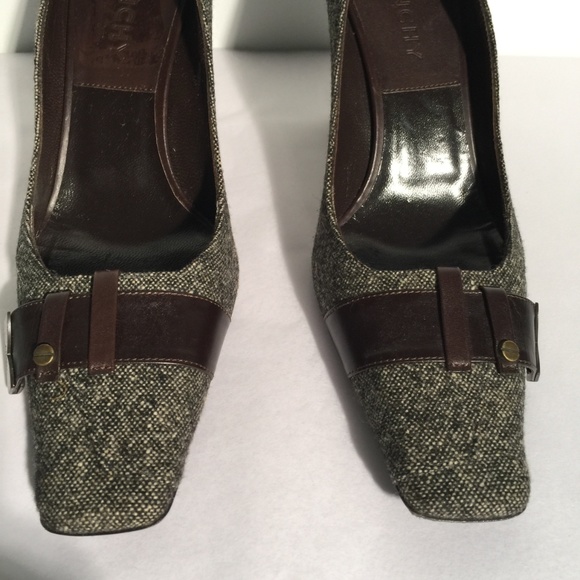 New GIVENCHY Tweed & Leather Heels Pumps NWOB Square Toe - Picture 5 of 8
